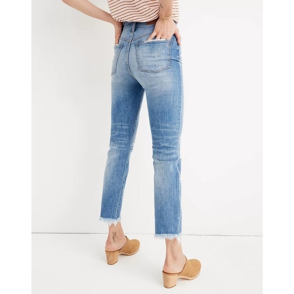 Madewell The Perfect Vintage Distressed Frayed Hem Cropped Jeans Parnell Wash 25 - Picture 2 of 15